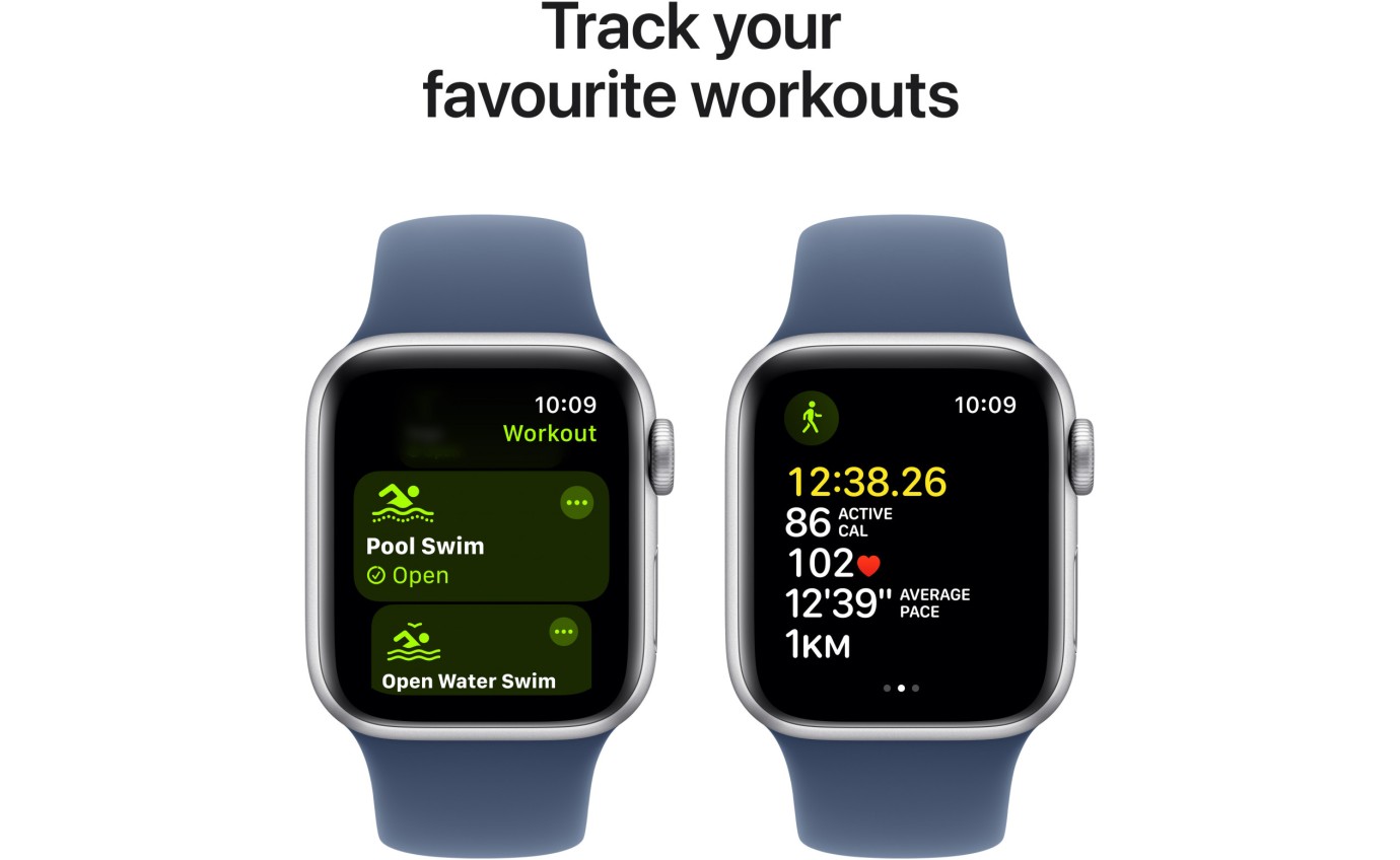 Apple Watch SE GPS 40mm Silver Aluminium Case with Denim Sport Band M L MXED3ZPA MXED3ZP A Retravision
