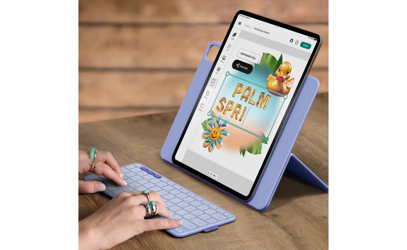 Logitech Flip Folio for iPad Pro 13 inch M4 & Air 13 inch M2/M3 (Lilac) 920013830