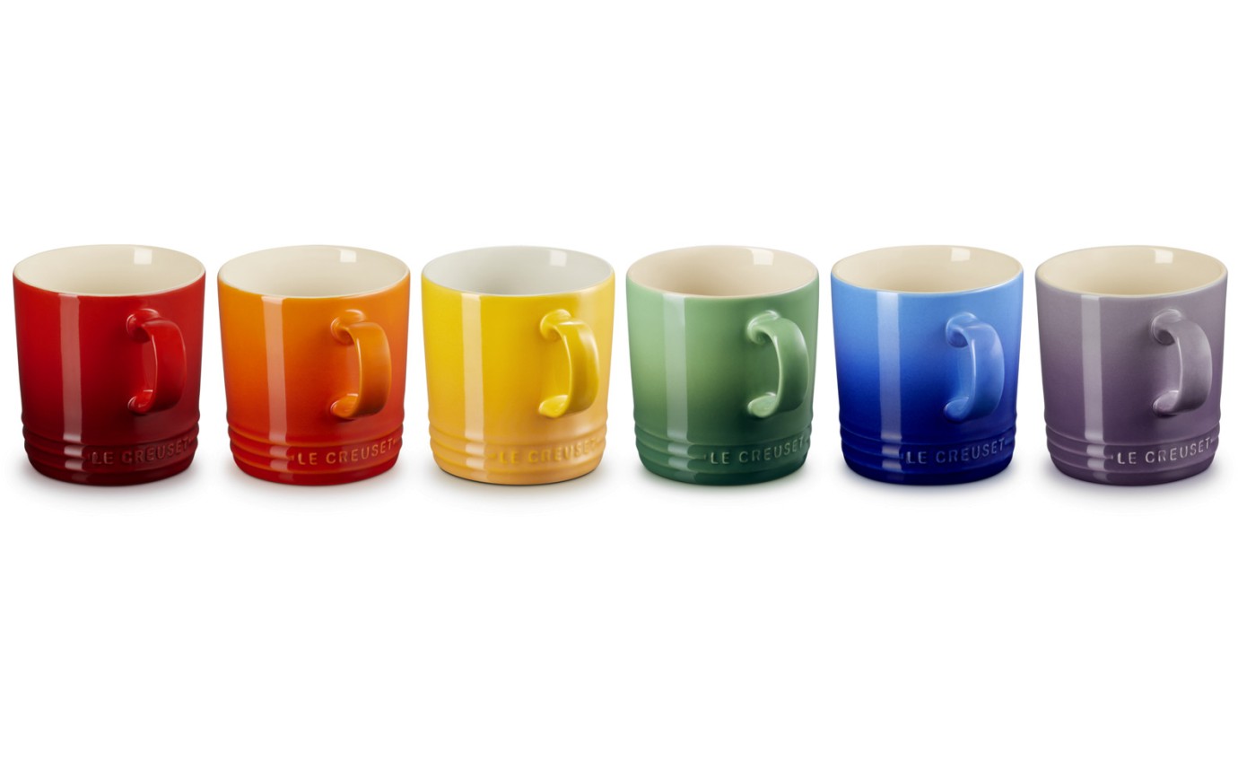 Le Creuset Stoneware Set of 6 Coffee Mugs (Rainbow) 79114355219030
