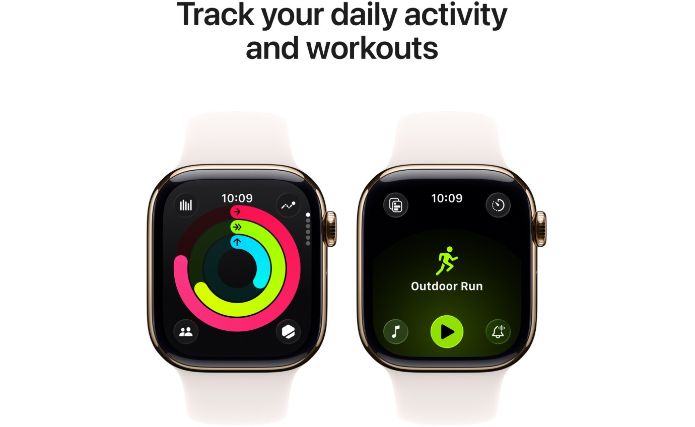 Apple Watch Series 11 GPS + Cellular 42mm Gold Titanium Case with Light Blush Sport Band (S/M) MF8W4XA