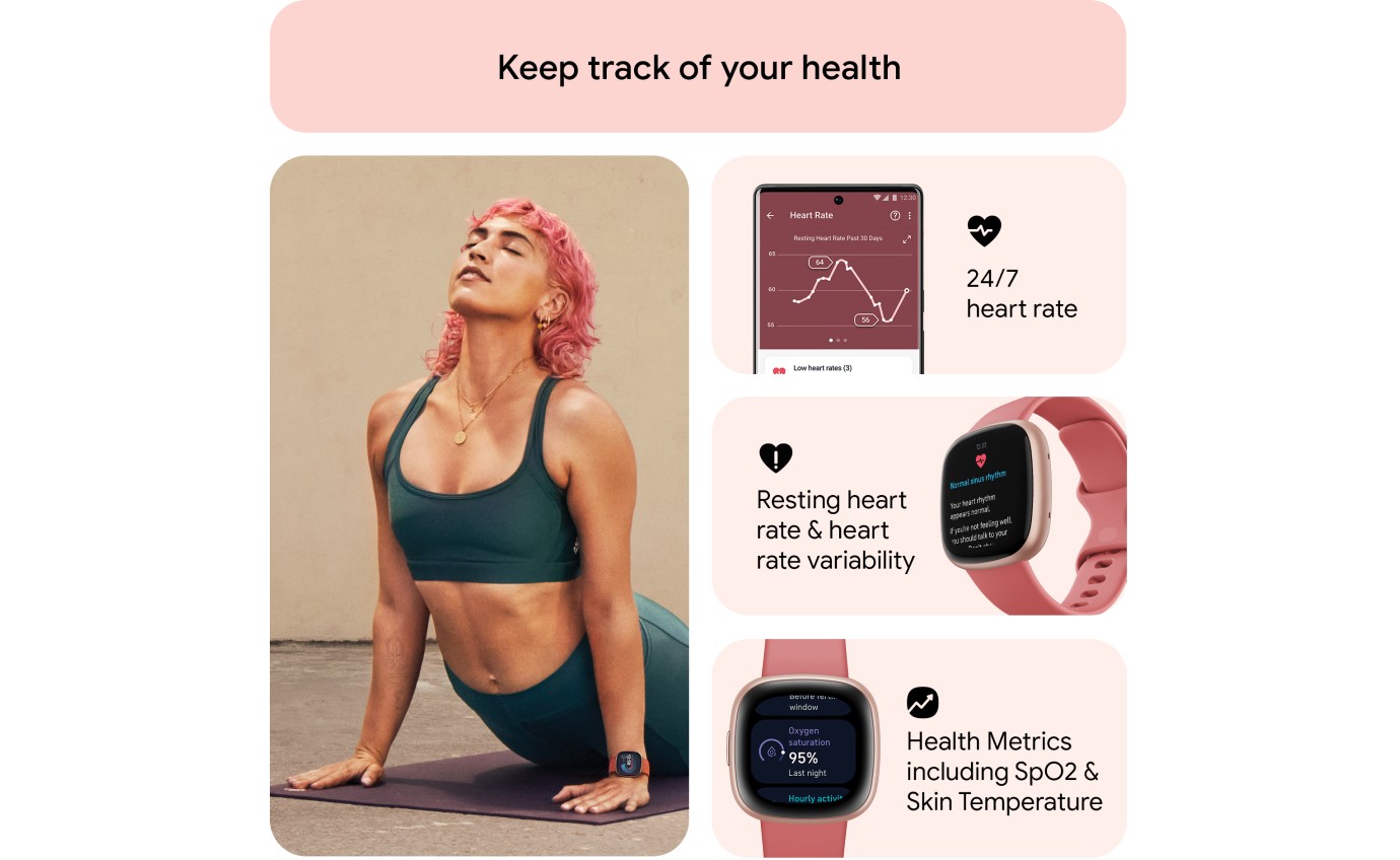 Fitbit Versa 4 Smartwatch (Pink Sand/Copper Rose) FB523RGRWFRCJK