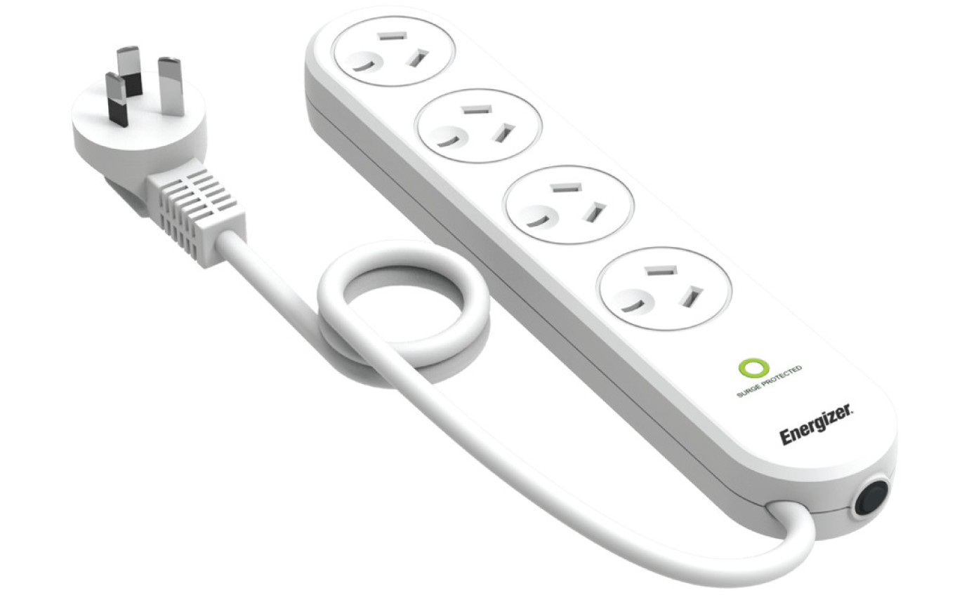 Energizer 4 Outlet Power Board with Surge Protection ET4OSPW