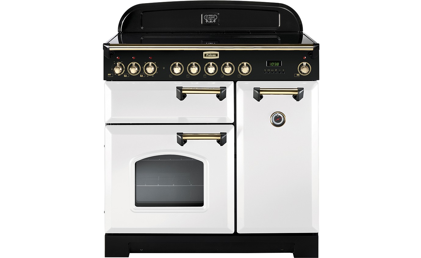 Falcon 90cm Classic Deluxe Induction Cooker (White/Brass) CDL90EIWHBR