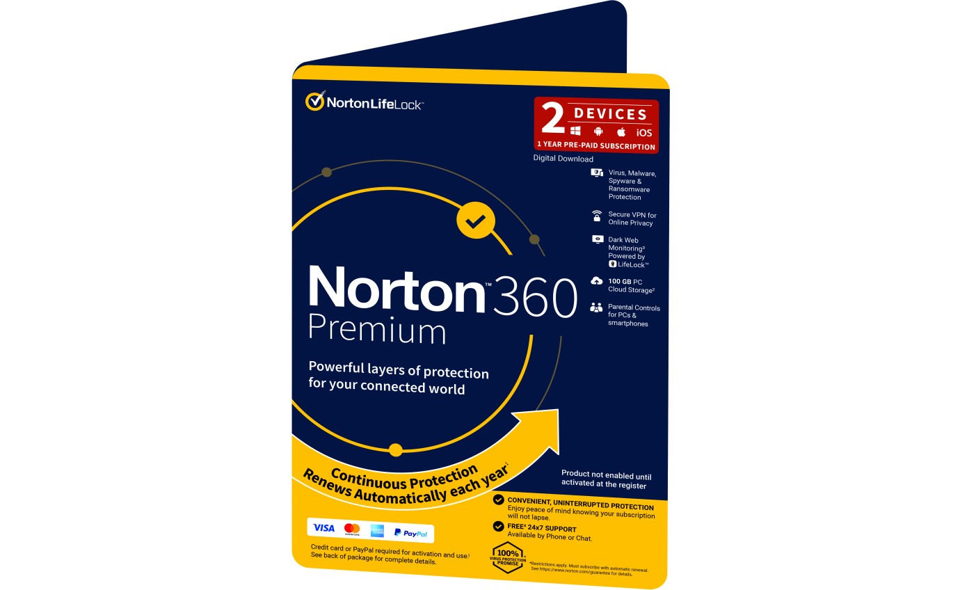 Norton 360 Premium Subscription (1 Year, 2 Devices) AUSYMMM002