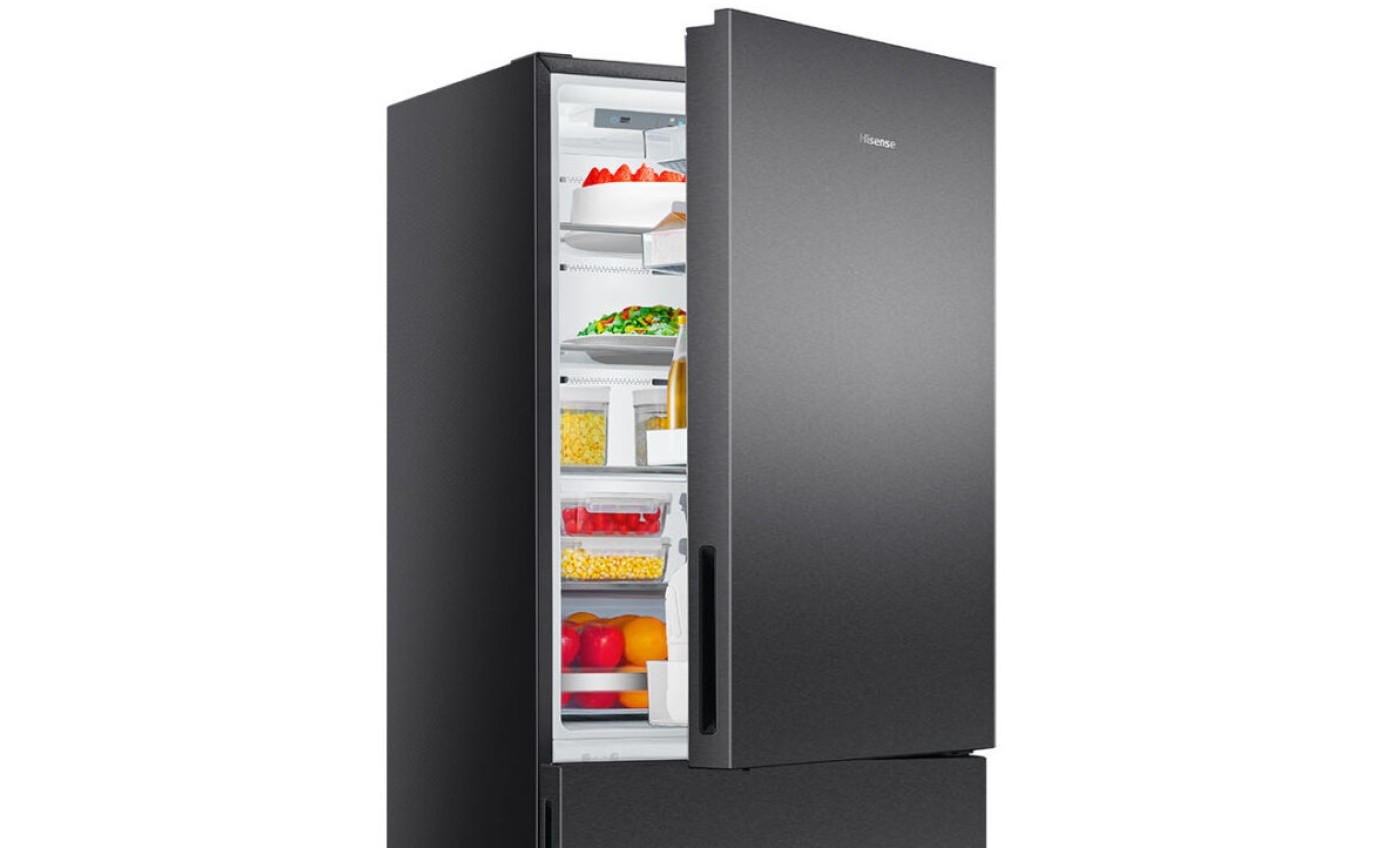 Hisense 417L PureFlat Eco Vision Bottom Mount Fridge (Black Steel) HRBM418E