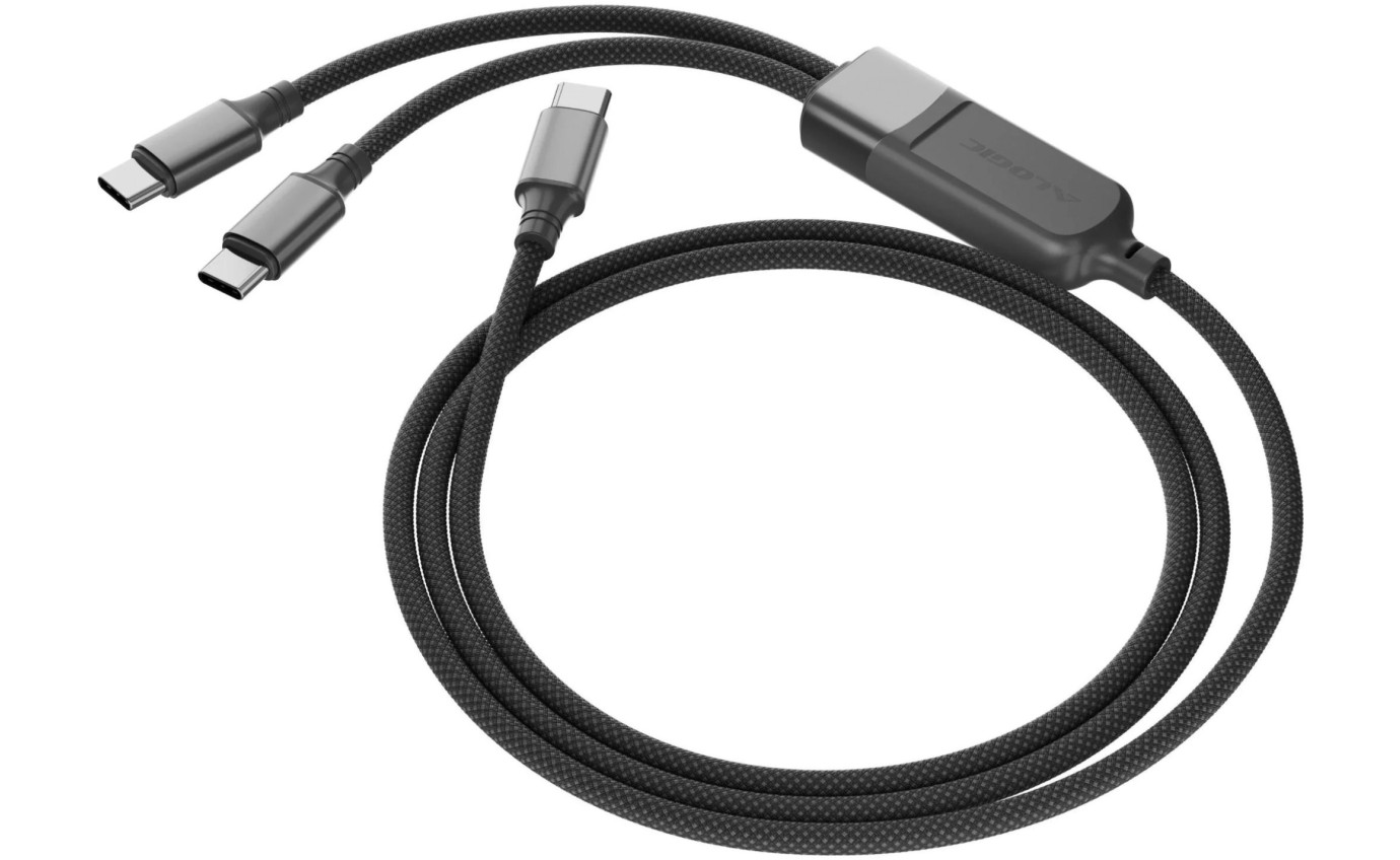 ALOGIC Split 2-in-1 USB-C to C and 100W Charge Cable 1.2m (Black) AS2CCBK
