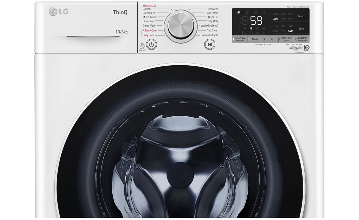 LG 10kg/6kg Front Load Washer Dryer Combo WVC51410W