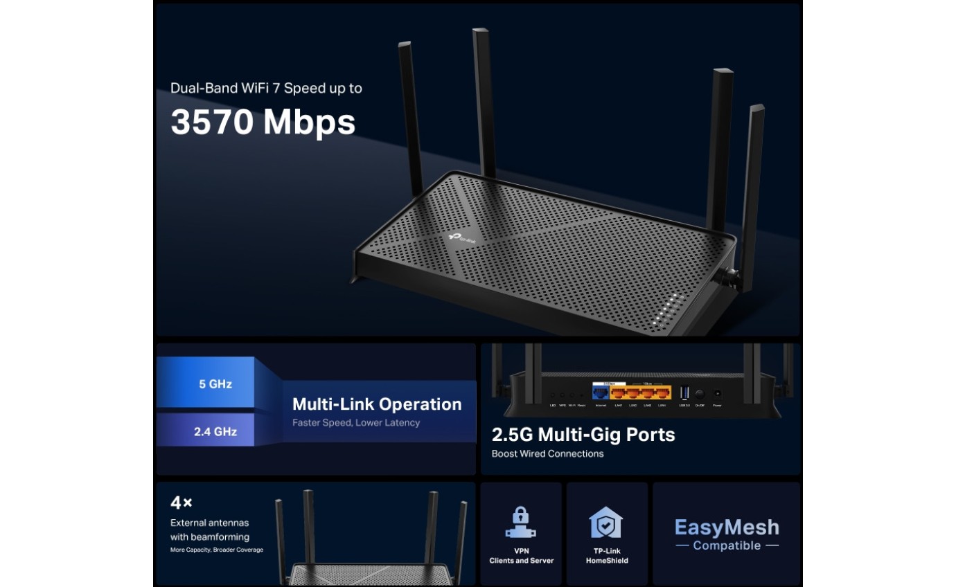 TP-Link Archer BE230 Dual-Band Wi-Fi 7 Router ARCHERBE230
