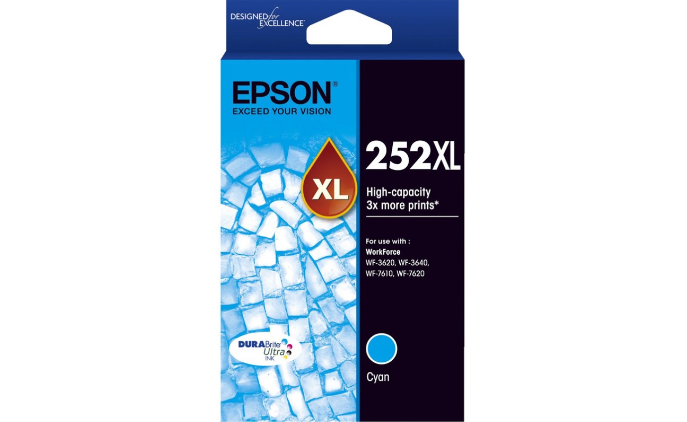 Epson 252XL HiCap DURABrite Ultra Cyan ink Suits WF7620 WF7725 T253292