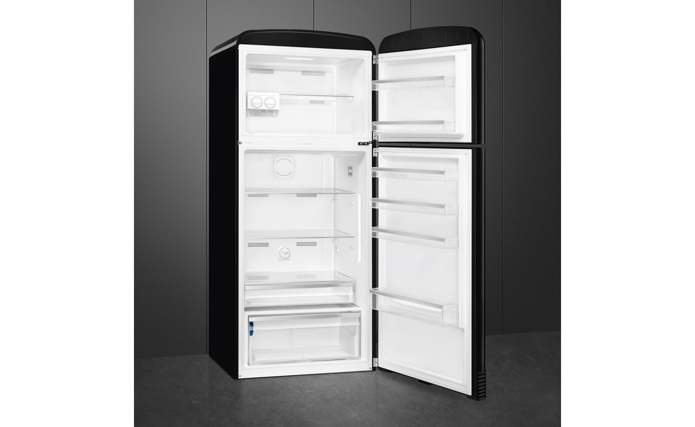 Smeg 524L 50s Style Retro Top Mount Fridge (Black) FAB50RBL5AU