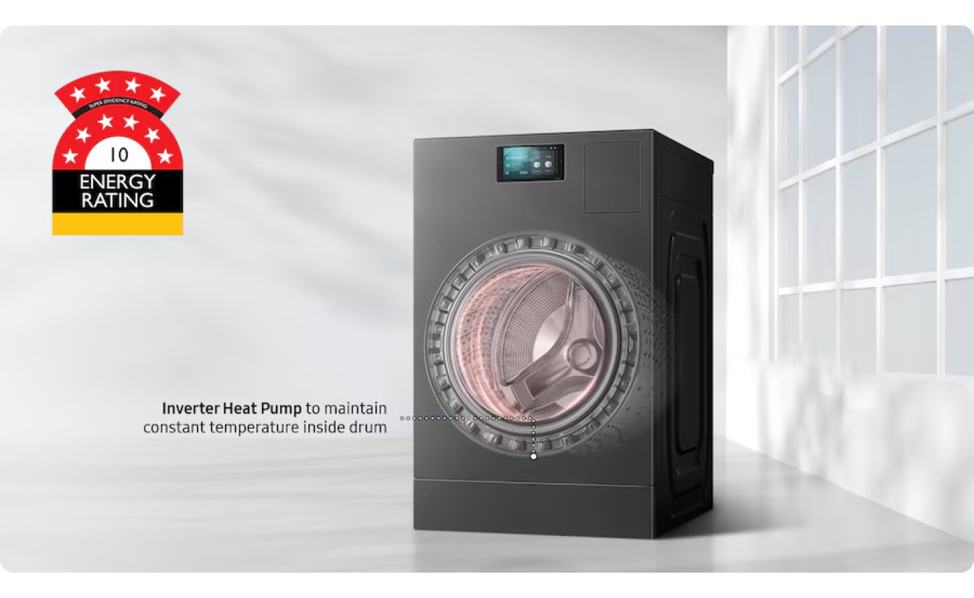 Samsung 18.5kg/10kg BESPOKE AI Washer Heat Pump Combo WD18DB8995BZ