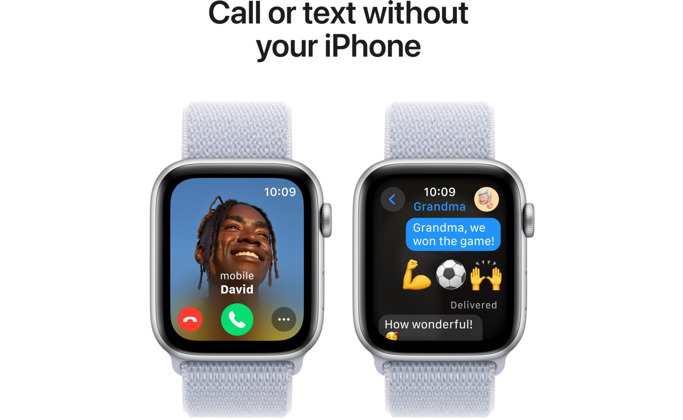 Apple Watch SE GPS 44mm Silver Aluminium Case with Blue Cloud Sport Loop MXET3ZPA MXET3ZP A Retravision