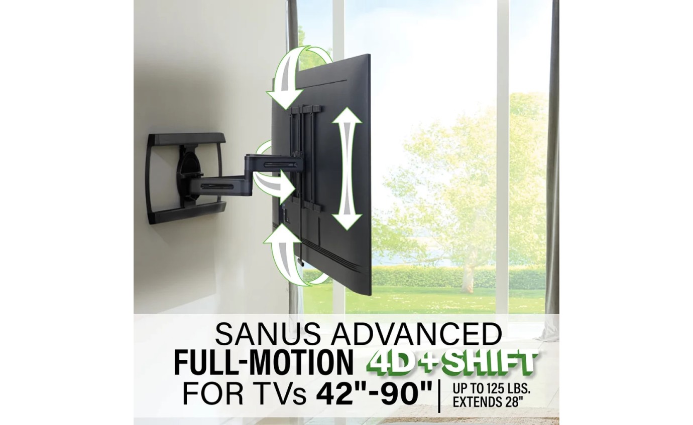 Sanus 42 inch-90 inch Advanced Full-Motion 4D&reg; + Shift&trade; TV Wall Mount VLF928B2