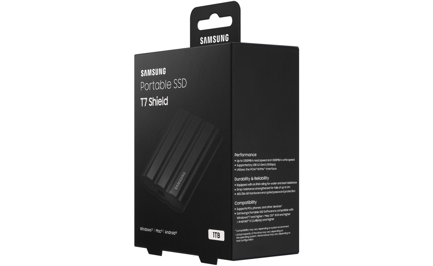 Samsung Portable SSD T7 Shield 1TB (Black) MUPE1T0SWW