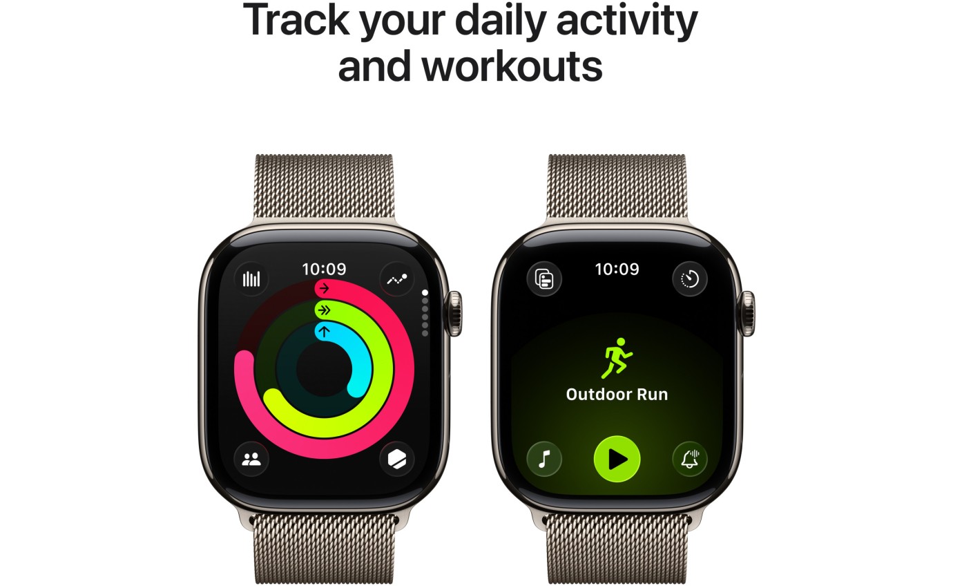 Apple Watch Series 11 GPS + Cellular 46mm Natural Titanium Case with Natural Milanese Loop (S/M) MFCY4XA