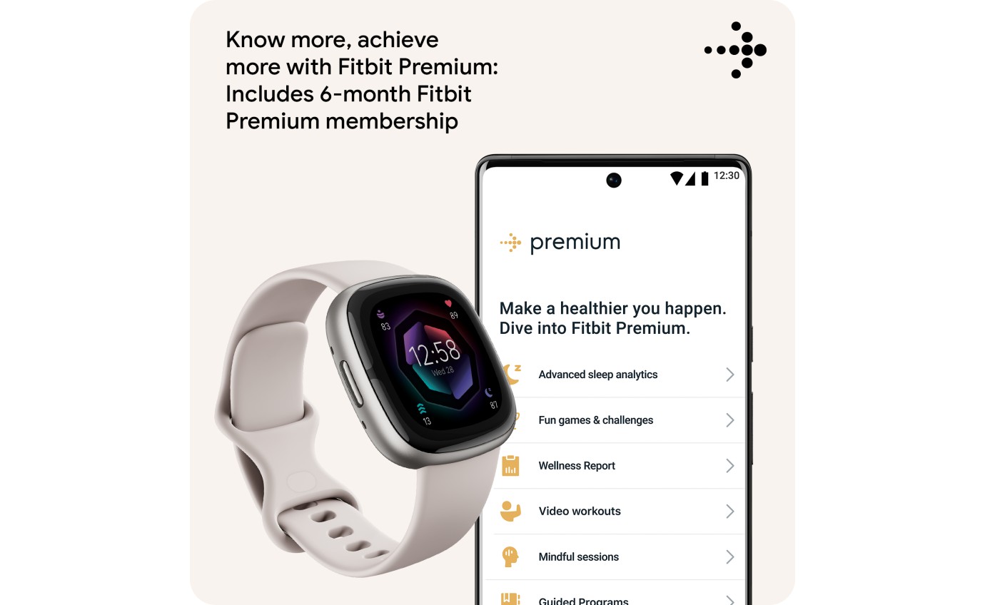 Fitbit Sense 2 Smartwatch (Lunar White/Platinum Aluminium) FB521SRWTFRCJK