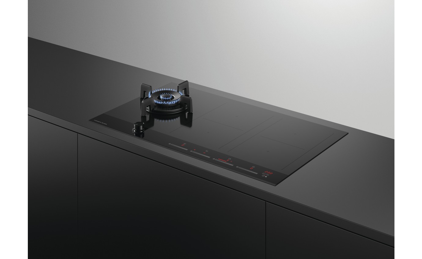 Fisher & Paykel 90cm Series 9 1 Burner + 4 Zone Hybrid Cooktop, 2 SmartZones, Natural Gas CGI905DNGTB4