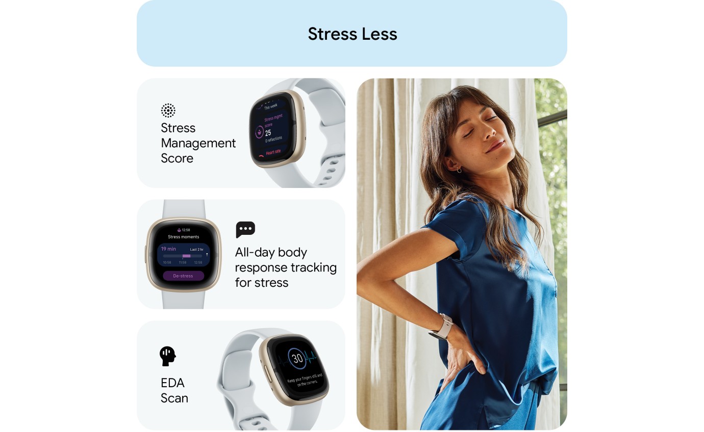 Fitbit Sense 2 Smartwatch (Blue Mist/Pale Gold) FB521GLBMFRCJK