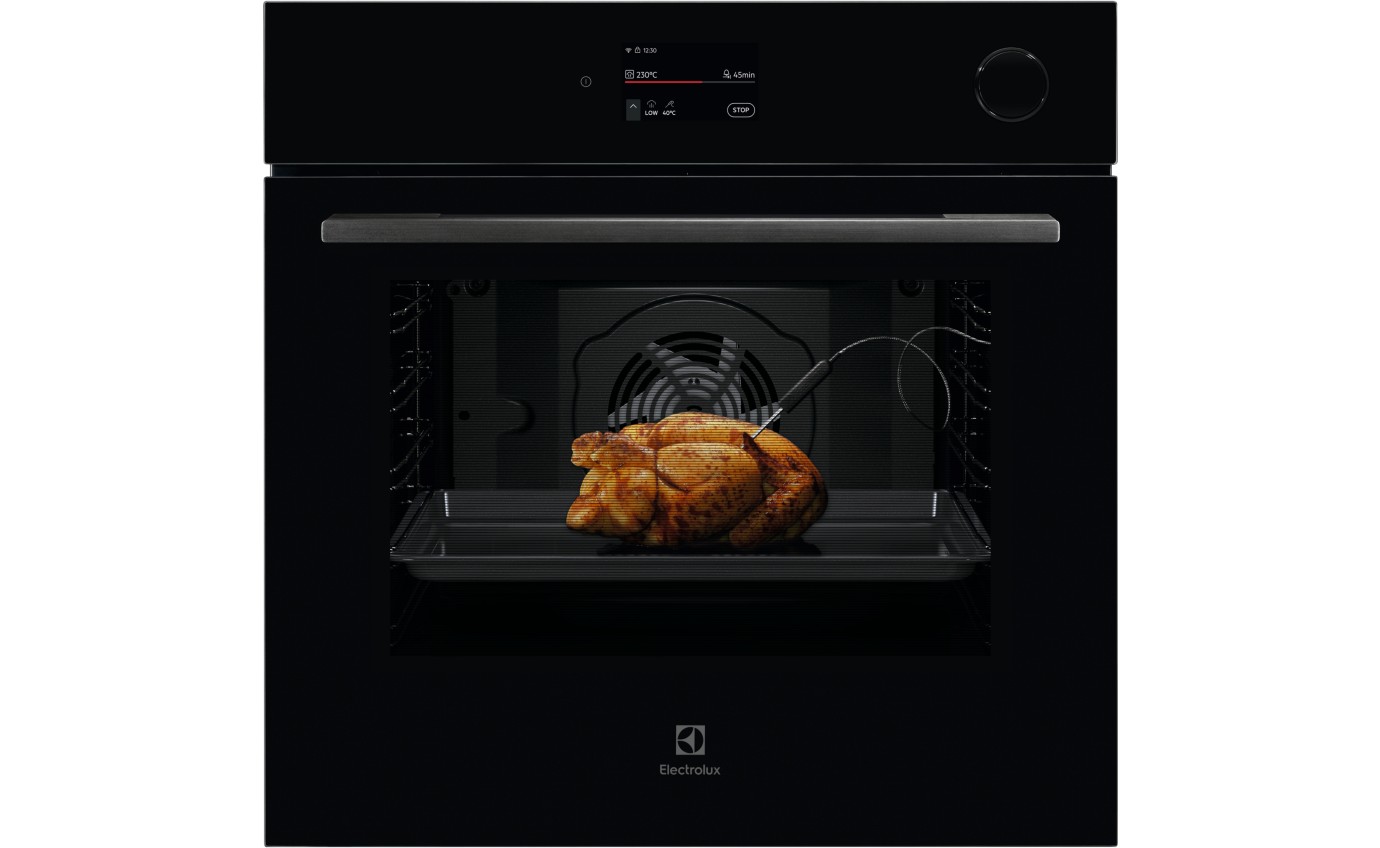 Electrolux 60cm 700 Series Pyrolytic Oven with Added Steam and Food Probe (Black) EVEP6818BF