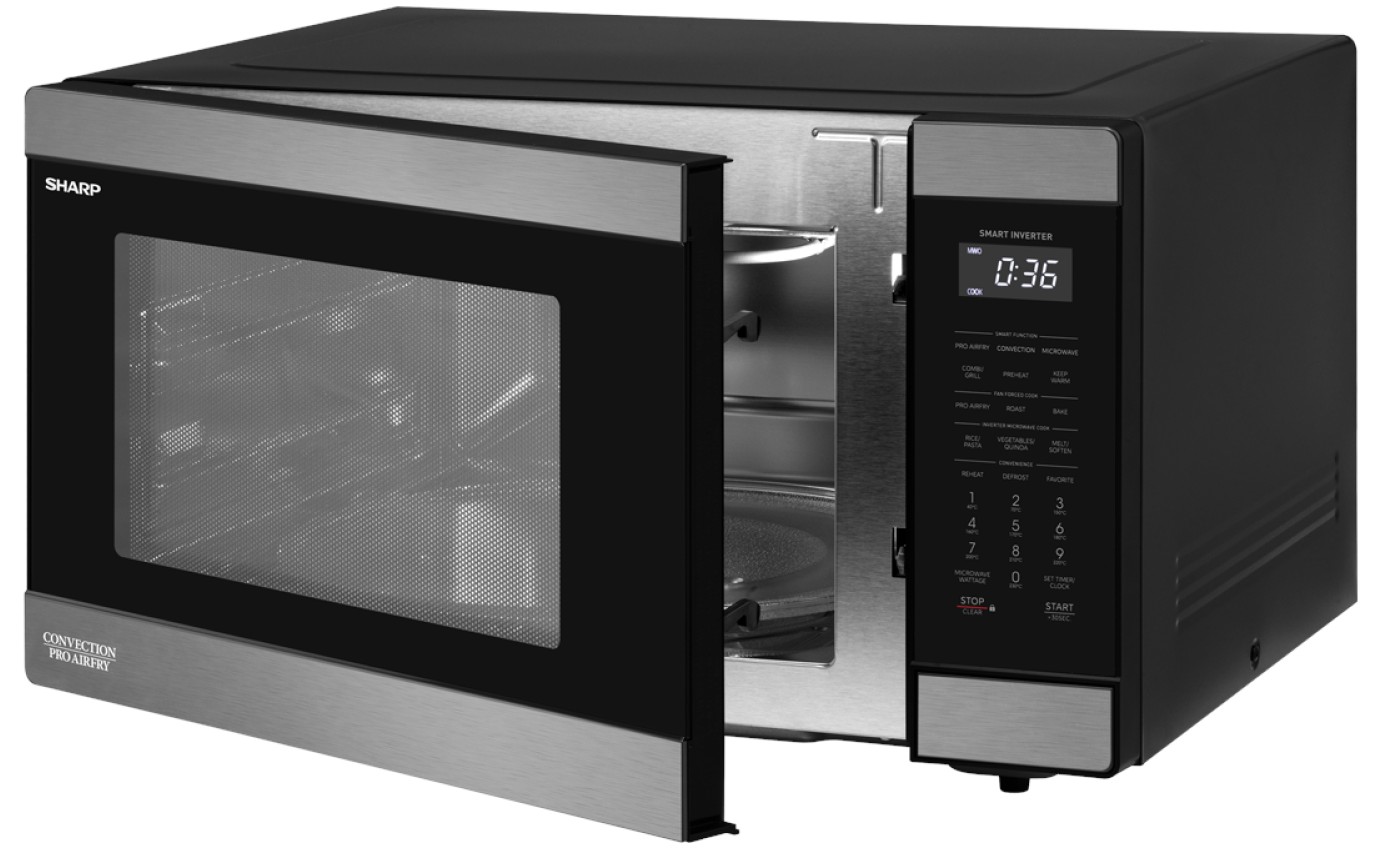 Sharp 36L 1000W Inverter with Convection & Pro Airfry Microwave (Black Stainless) R365CVAFBS