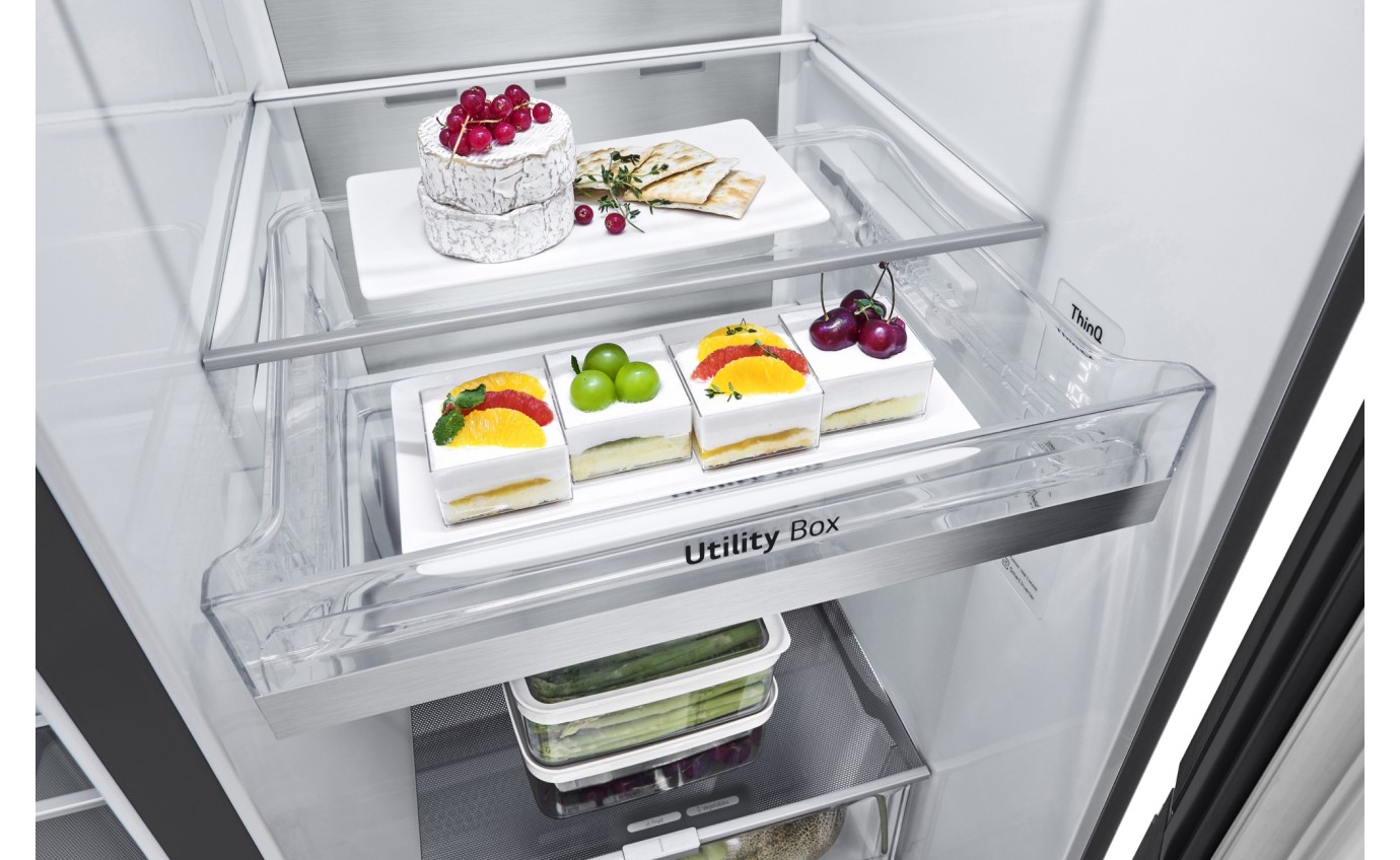 LG 635L InstaView Side By Side Fridge (Matte Black) GSV600MBLC