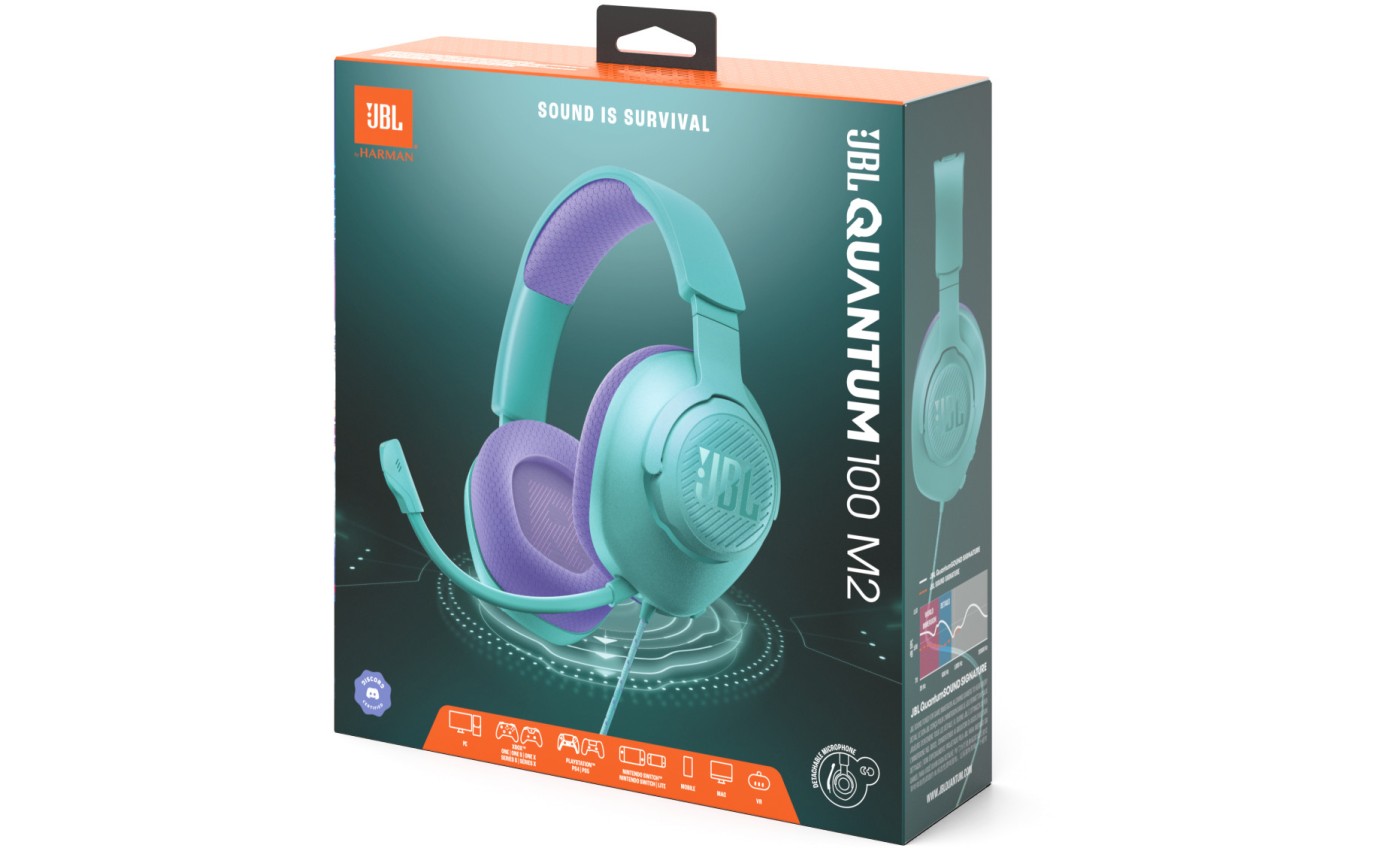 JBL Quantum 100 M2 Wired Over-Ear Headphones (Cyan) JBLQTUM100M2CYN