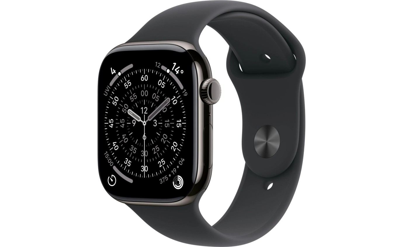 Apple Watch Series 11 GPS + Cellular 42mm Slate Titanium Case with Black Sport Band (M/L) MF8T4XA