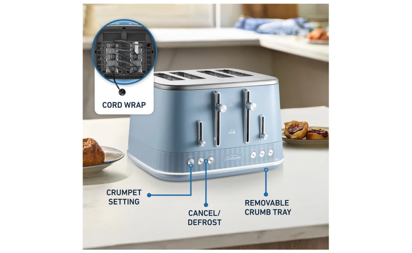 Sunbeam French Riviera Collection 4 Slice Toaster (Morning Haze) TAM8104BL