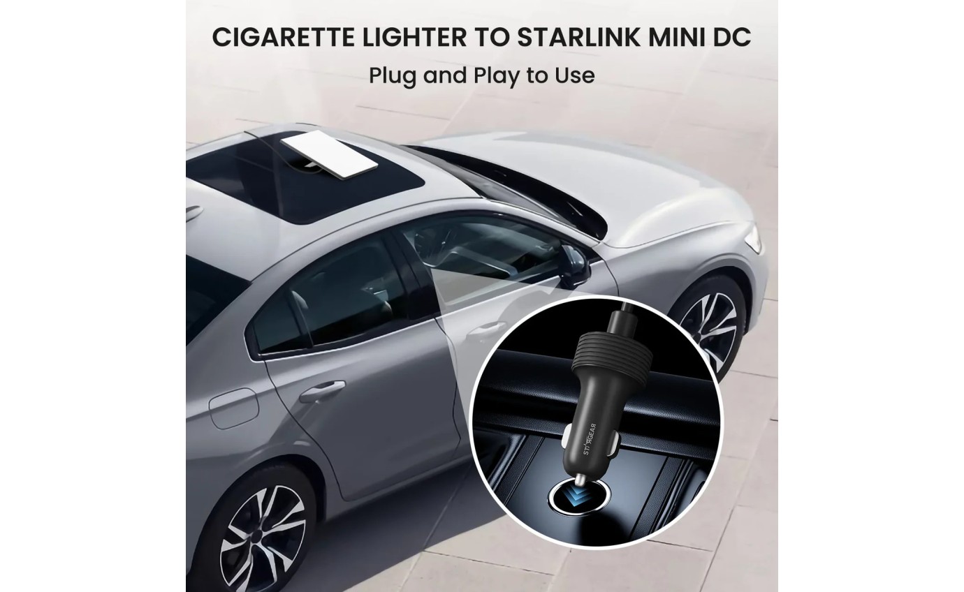 Stargear Mini 12V-48V Cig Outlet to DC Power Cable for Starlink Mini (3m) SGM030CGDC