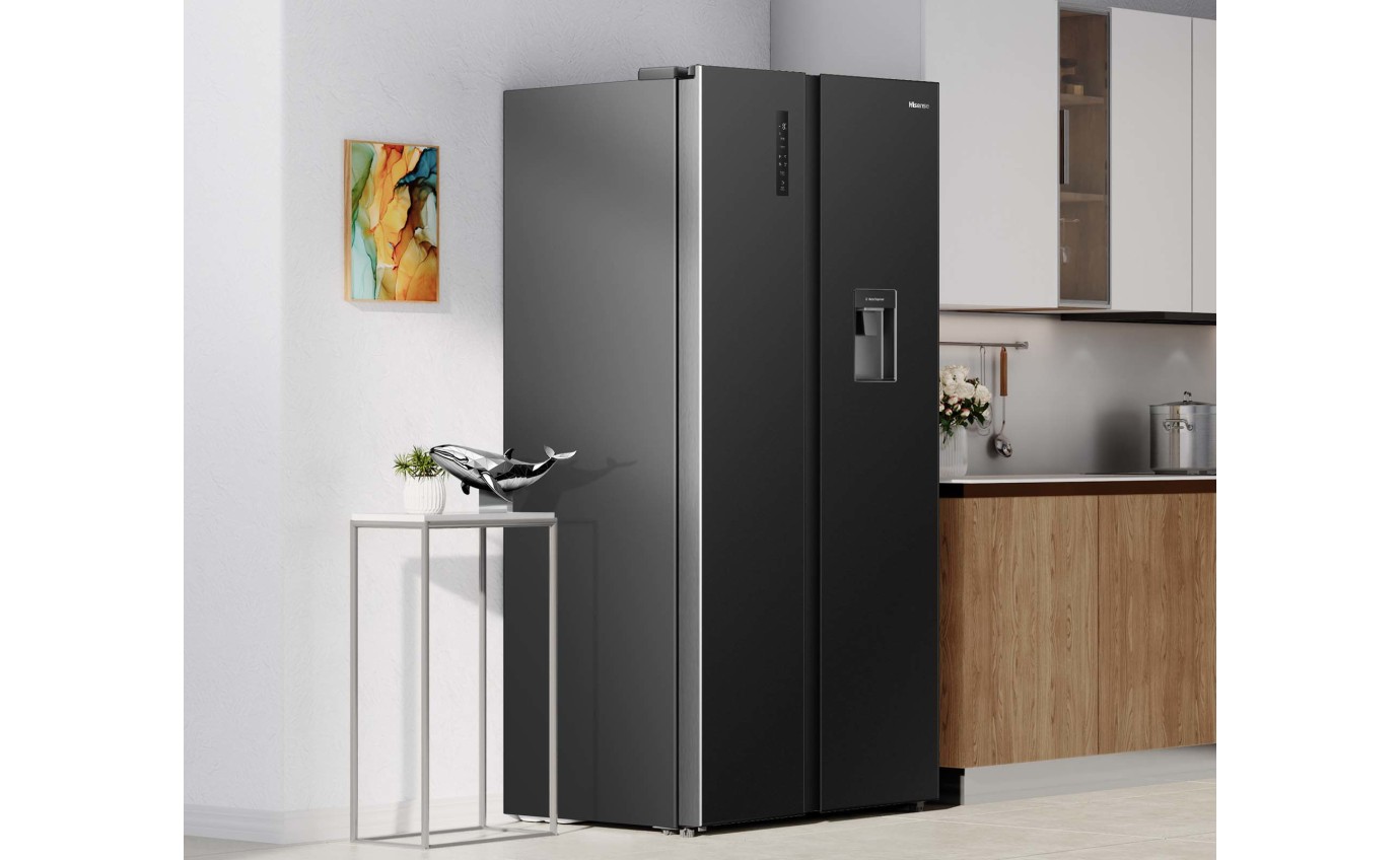 Hisense 541L PureFlat Side by Side Fridge (Black) HRSBS540BW