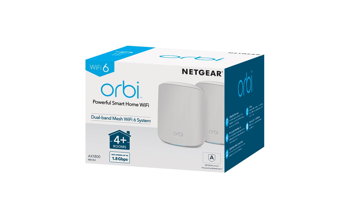 Netgear Orbi WiFi 6 Dual-Band Mesh System (2 Pack) RBK352