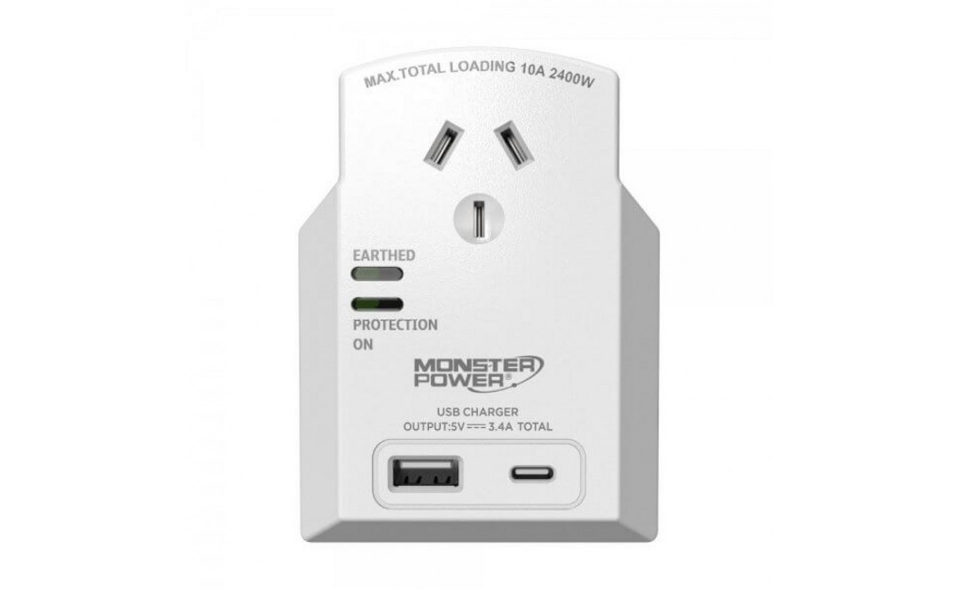 Monster Single Outlet Surge Protector with USB MPWS1201AU