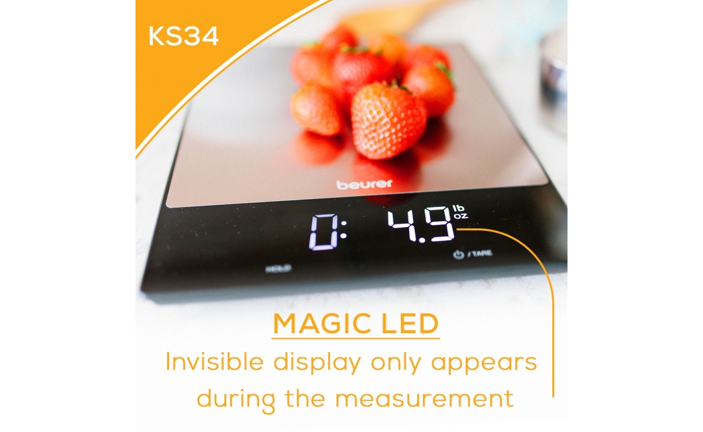 Beurer Digital Glass Kitchen Scale (Black) KS34
