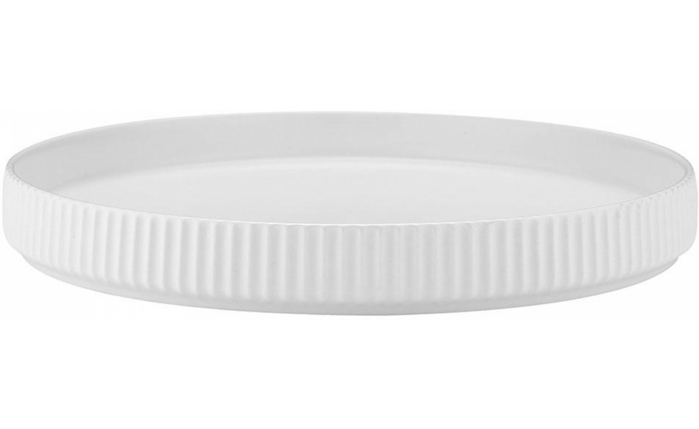 Ladelle Linear Ribbed Round Platter (White) 62827