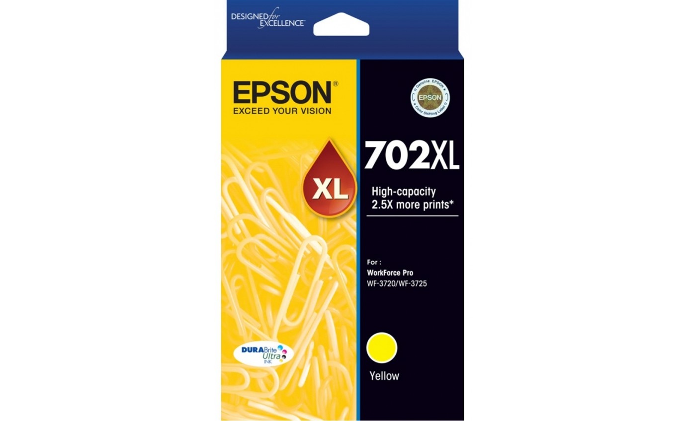 Epson 702XL Yellow Ink DURABrite Suits WF3725 T345492