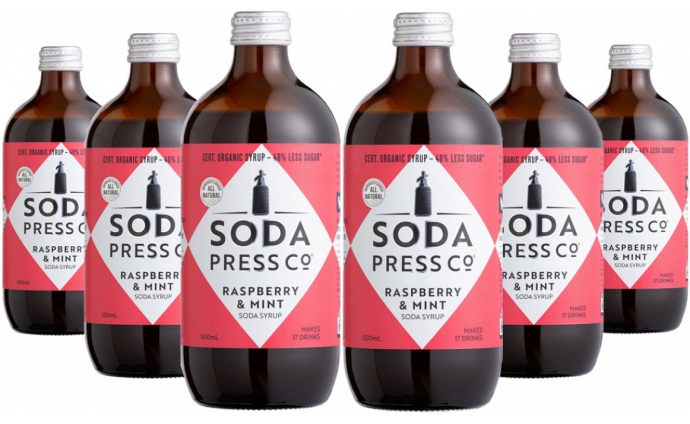 Soda Press Co Organic Raspberry & Mint Soda Syrup 500ml (6 Pack) 10248026106PK