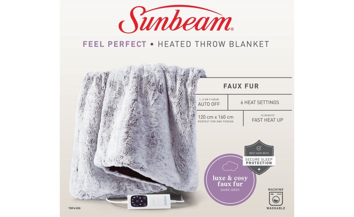 Sunbeam Feel Perfect Faux Fur Heated Throw TRF4300