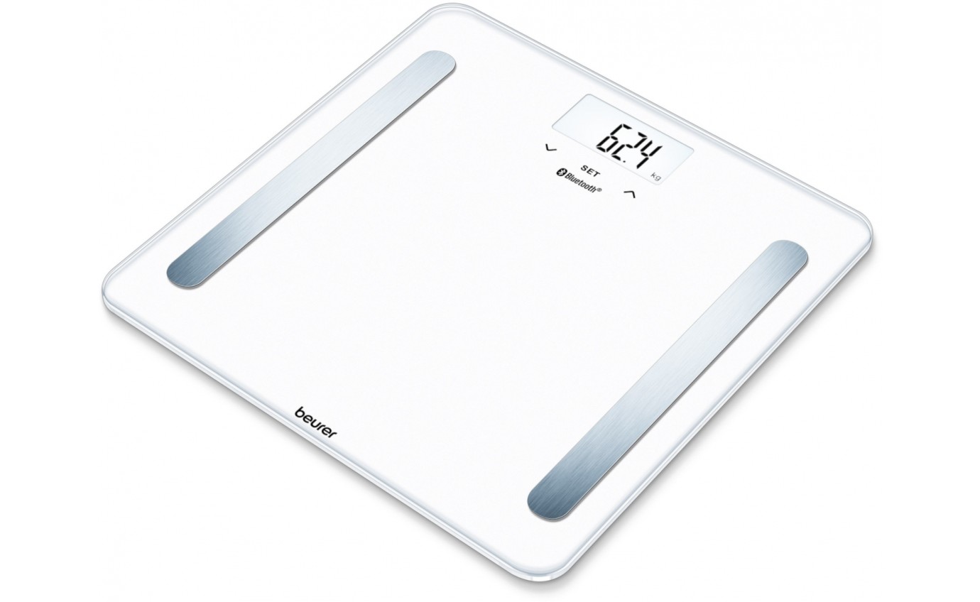 Beurer Bluetooth Glass Body Fat Bathroom Scale (White) BF600W
