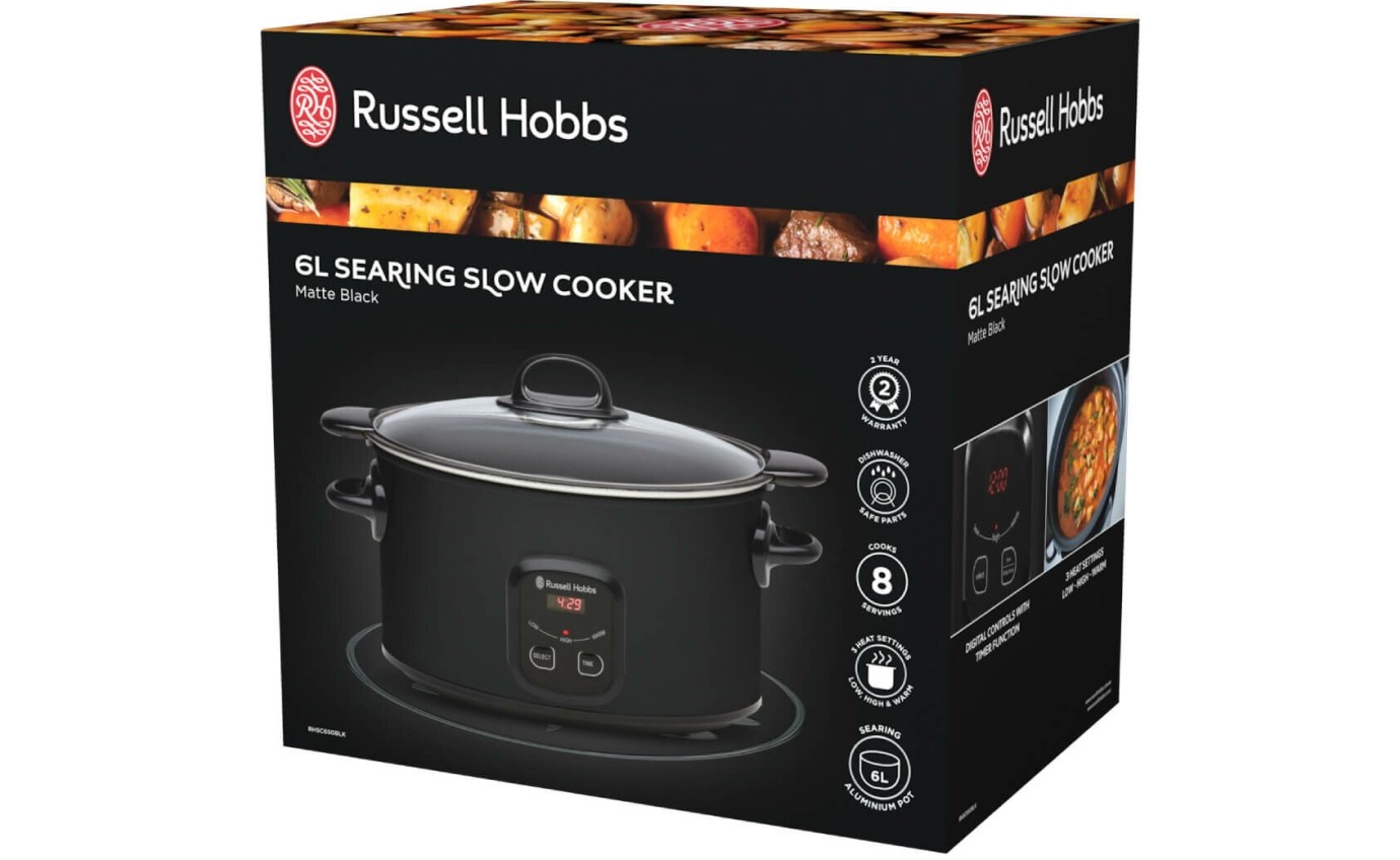 Russell Hobbs Searing Slow Cooker 6L (Matte Black) RHSC650BLK