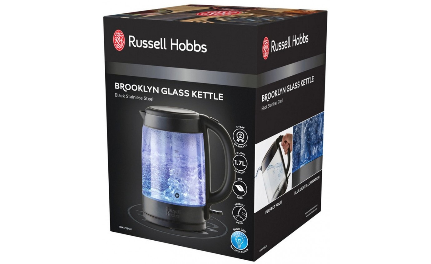 Russell Hobbs Brooklyn Glass Kettle (Black Stainless Steel) RHK172BCH