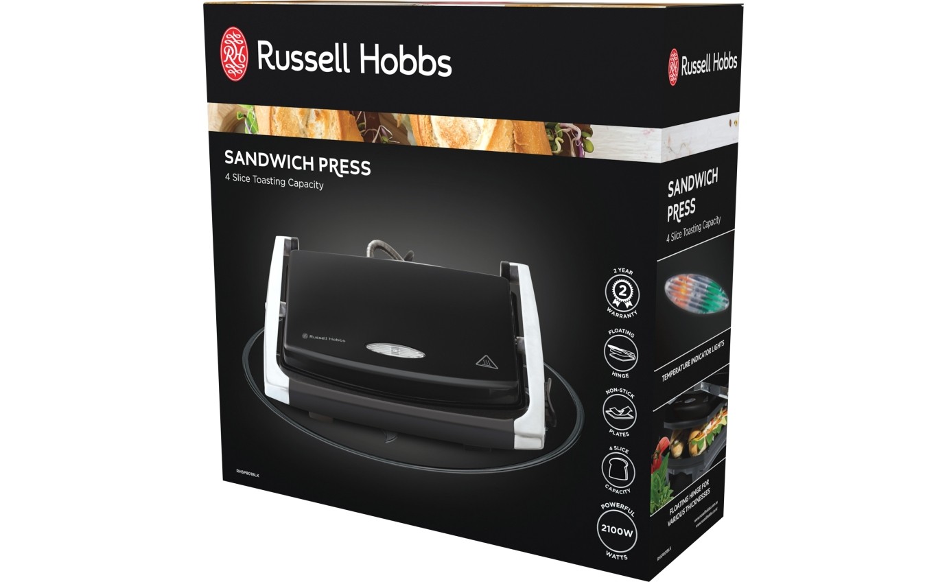 Russell Hobbs 4 Slice Sandwich Press (Black) RHSP801BLK