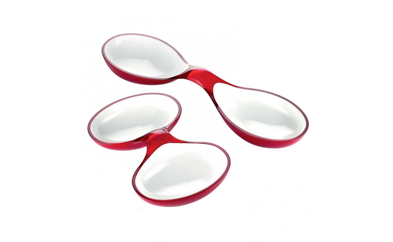 Guzzini Red Two-Tone Set of 2 Interlocking Dishes 23650065