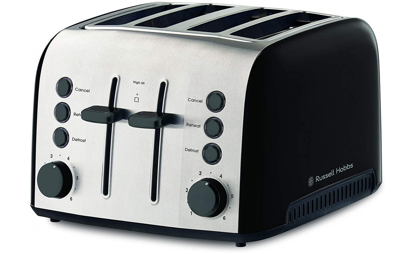 Russell Hobbs Brooklyn 4 Slice Toaster (Black/Stainless) RHT94BLK