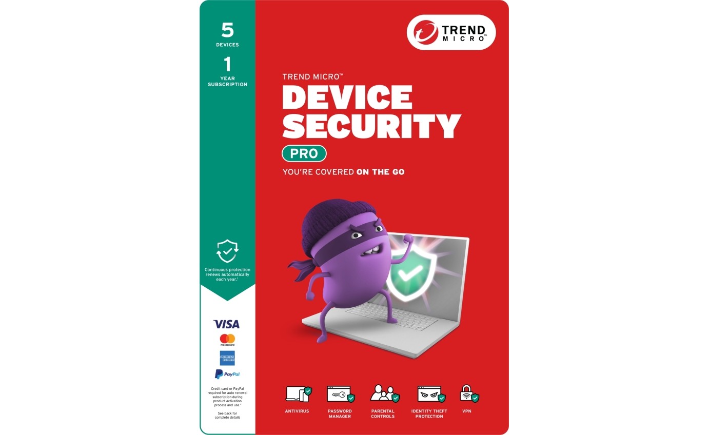 Trend Micro Device Security Pro Subscription (1 Year, 5 Devices) AUTMALL006