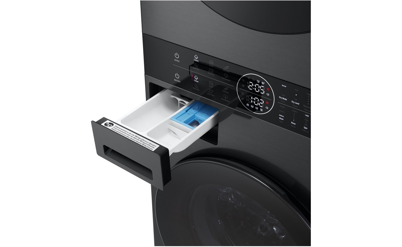 LG 12kg/9kg WashTower™ All-In-One Stacked Washer Dryer (Black Steel) WWT1209B