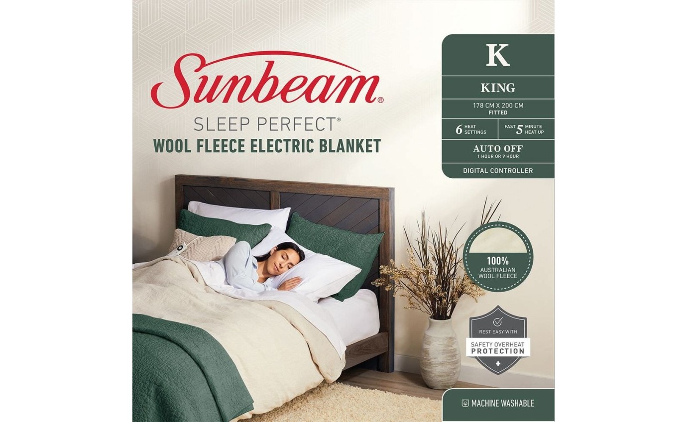 Sunbeam Sleep Perfect Wool Fleece Electric Blanket (King) BLW5671