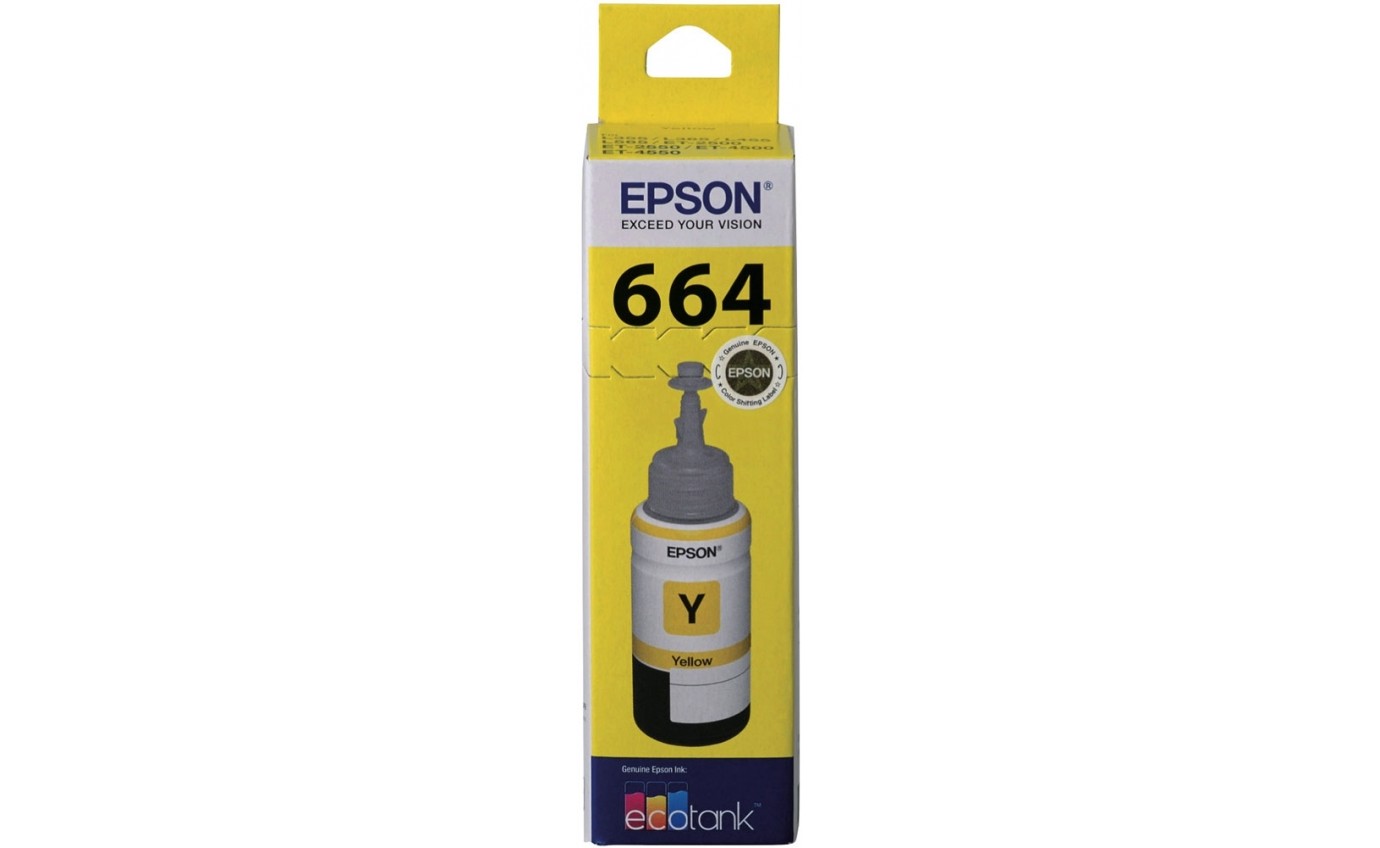 Epson T664 Yellow EcoTank Ink Bottle Suits ET2550 ET4500 T664492