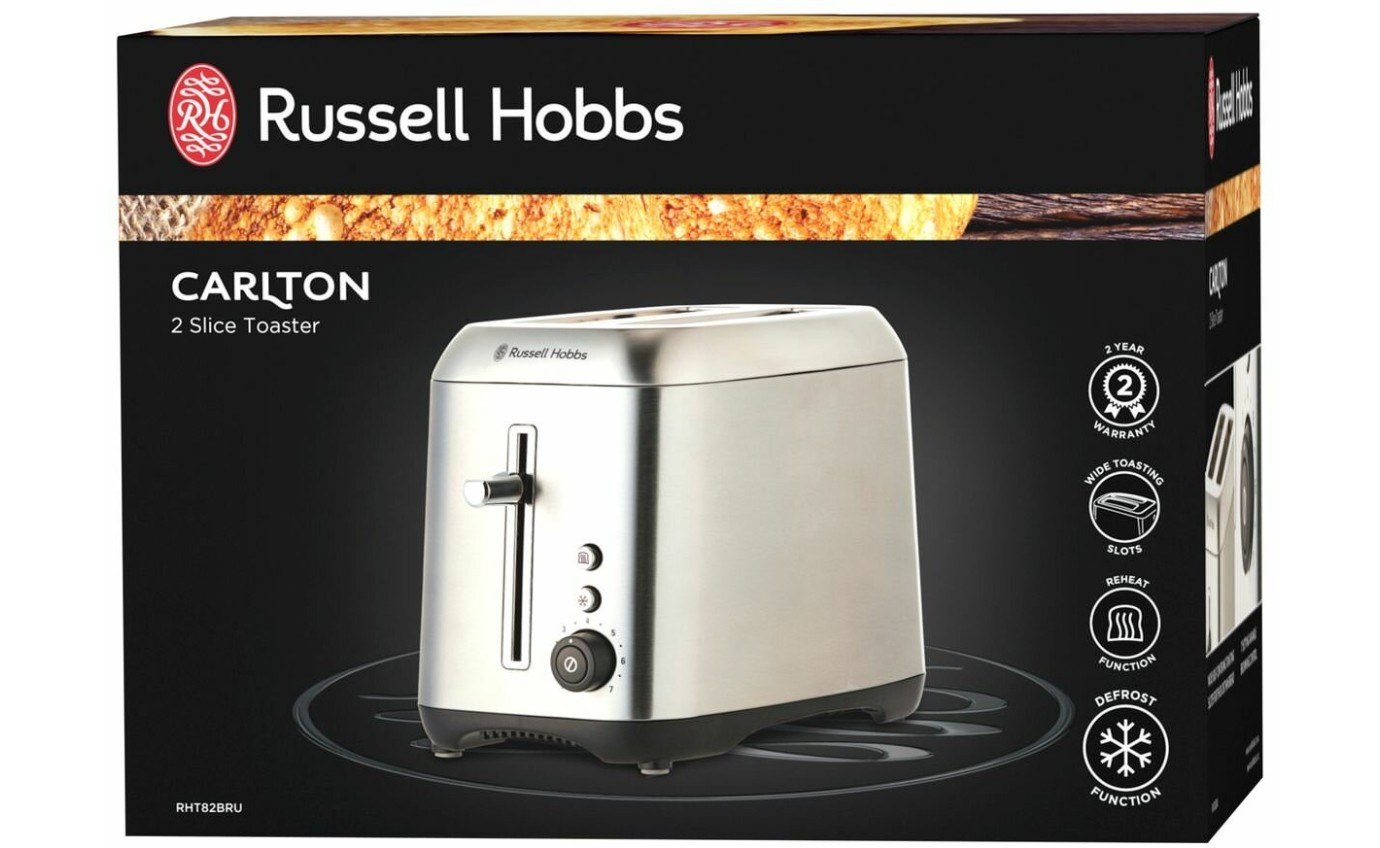 Russell Hobbs Carlton 2 Slice Toaster (Brushed Stainless Steel) RHT82BRU