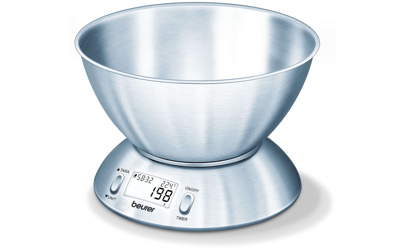 Beurer Digital Kitchen Scale with Bowl (Stainless Steel) KS54
