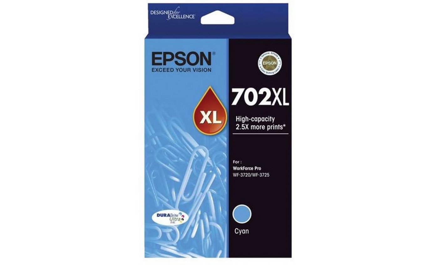 Epson 702XL DURABrite Ultra High Capacity Ink Cartridge (Cyan) T345292